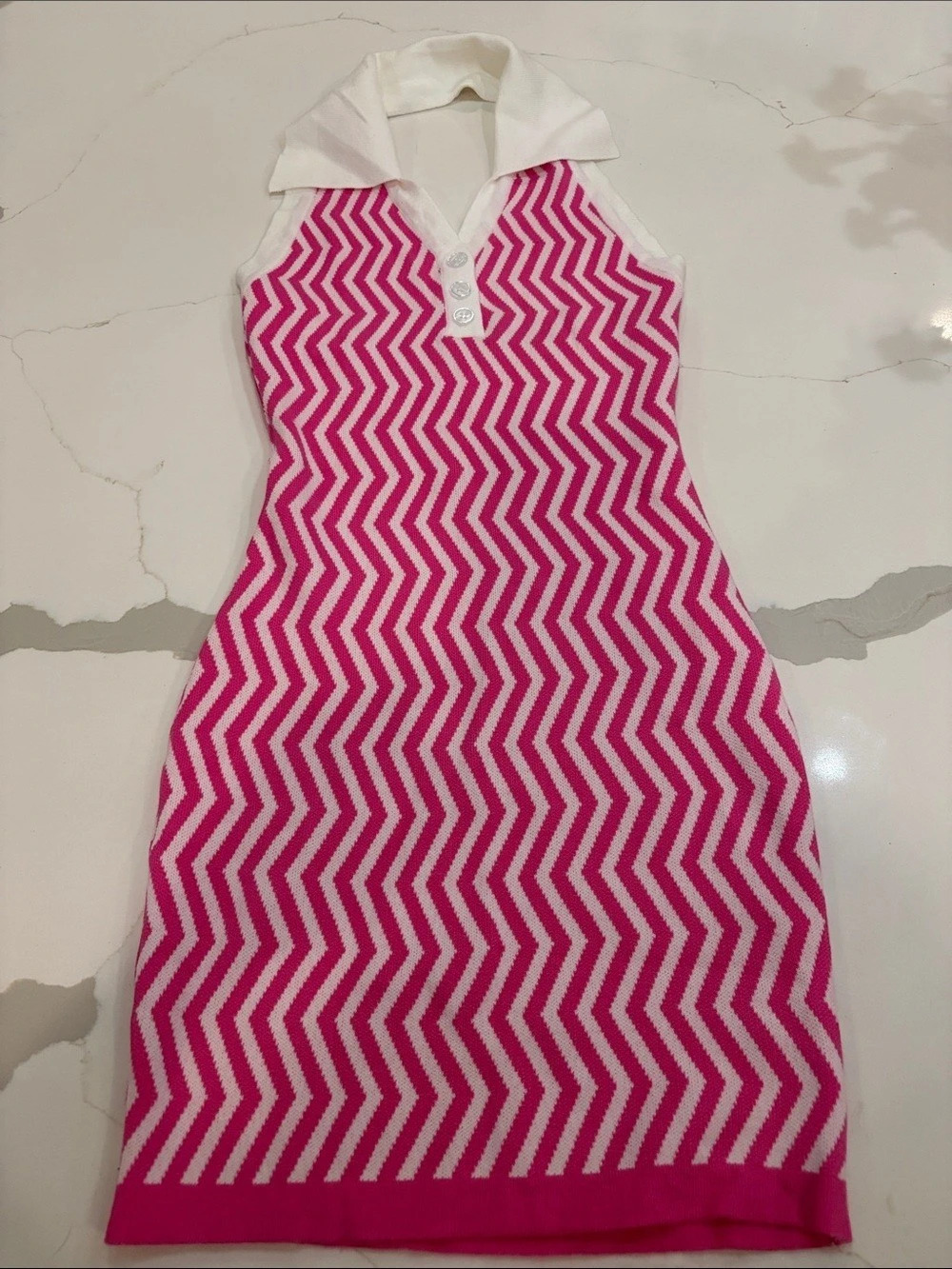 SHEIN Pink & White Geometric Mini Dress Size Small